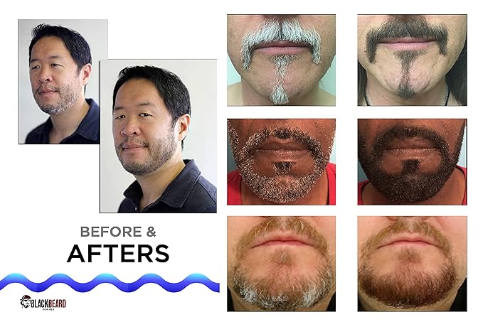 Blackbeard for Men Beard Color – 1-Day Beard, Mustache, Eyebrow, Sideburns Color – Temporary Facial Hair Tint - Hypoallergenic Beard Dye Alternative – Up to 45 applications– Light/Medium Brown, 6 Pack