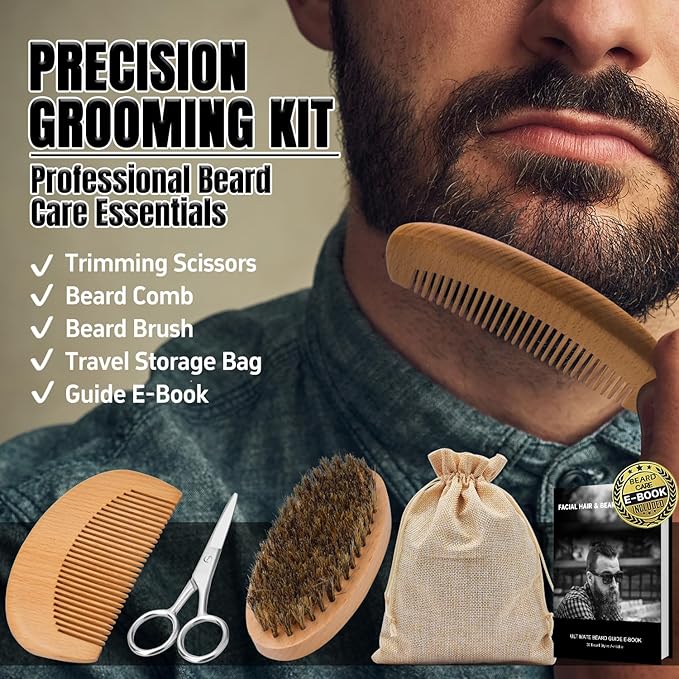 XIKEZAN Beard Kit for Men Grooming & Care w/Beard Conditioner, Wash, Oil, Balm, Brush, Comb,Birthday Fathers Valentines Gifts for Men Him Dad Husband Boyfriend Christmas Gifts Mens Stocking Stuffers