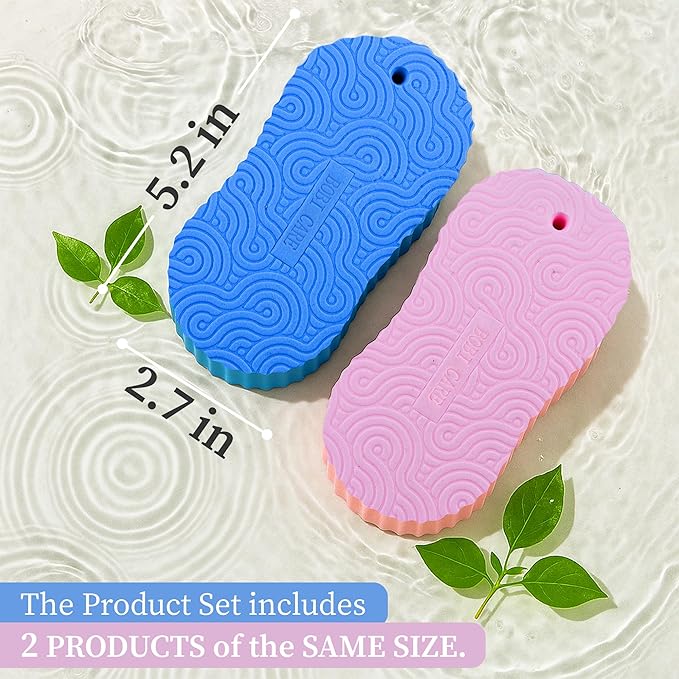 Magic Exfoliating Bath Sponge, 3D Super Soft Exfoliating Bath Sponge, Skin Friendly and Reusable for Adults Children and Pregnant Women Alternative to exfoliating Gloves (Blue + Pink)