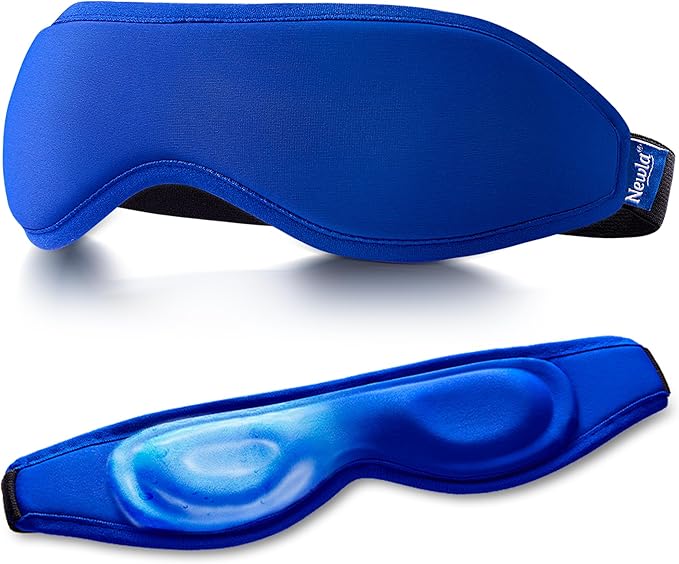 Cooling Gel Eye Mask, Contoured Cold Compress for Eyes, Reusable Cold Eye Mask for Puffy Eyes, Tired Eyes & Eye Strain, Fsa Eligible Items HSA for Eye Care Self Care, Ice Gel, Adjustable Strap (Blue)