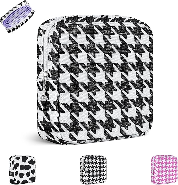 Period Bag for Teen Girls, Canvas Sanitary Napkin Storage Bag with Zipper, Portable Menstrual Pad Bag Tampon Holder for Purse