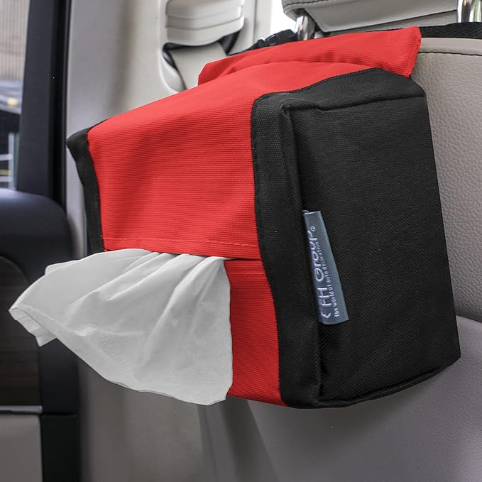 FH Group E-Z Travel Napkin Tissue Dispenser Holder fits Most Cars, SUVs, Trucks, and Vans Red