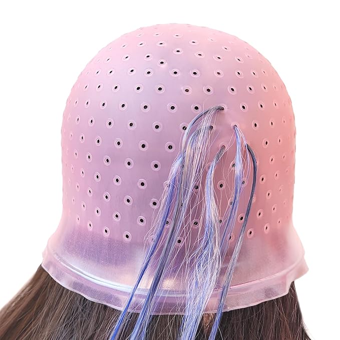 Losaria 12 Pcs Hair Highlighting Kit Highlighting Cap with Holes Pre Punched Hair Frosting Cap DIY Beauty Salon Hair Bleaching Tools Kit Dye Cap Dye Brush Dying Comb Gloves Ear Covers Hair Clips