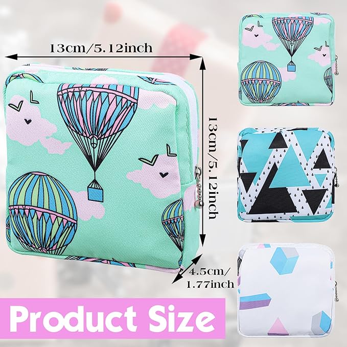3Pcs Sanitary Napkin Storage Bag Period Bags for Teen Girls for School Portable Tampon Storage Pouch for Women Ladies with Zipper Feminine Necessities
