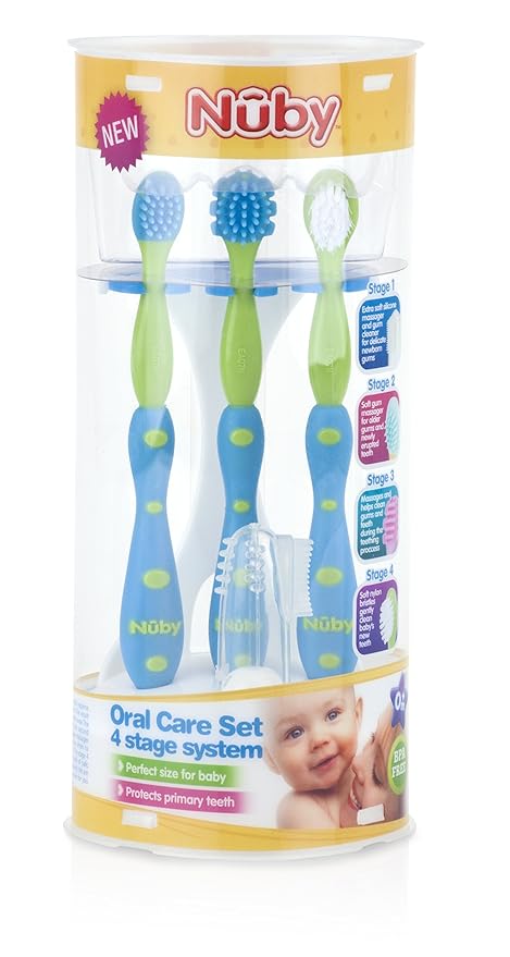 Nuby 4 Stage Oral Care Set System (Colors May Vary)
