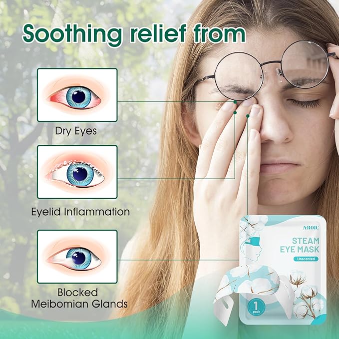 60 Pack Steam Eye Masks Disposable for Dry Eyes, Heated Eye Mask Warm Compress for Eyes, Relaxation Mothers Day Gifts Self Care for Women, Spa Travel Essentials - Lavender, Unscented, Chamomile, Rose