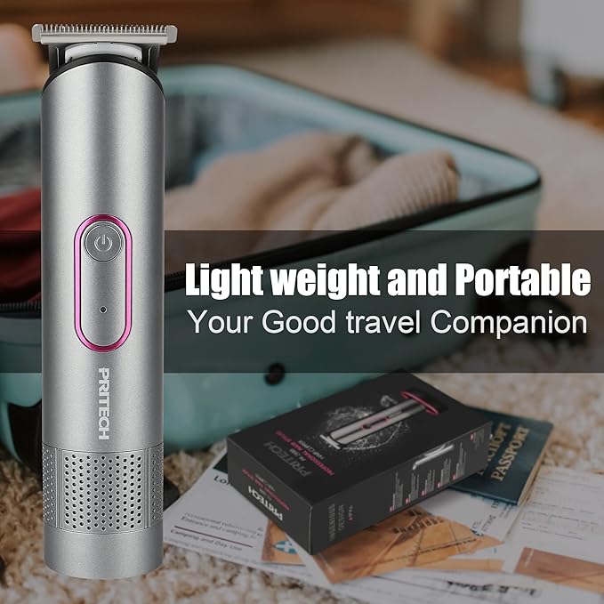 PRITECH Pubic Hair Trimmer Women - Rechargeable Bikini Trimmer for Women Sensitive Skin, Wet & Dry Use, Pain-Free Electric Razor&Shaver with Standing Recharge Dock, Ideal Gift, Aurora Gray