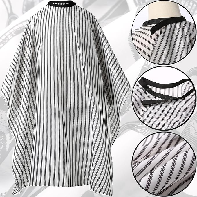 Professional Hair Cutting Cape with Adjustable Snap Closure, Salon Barber Cape,Waterproof Hairdressing Salon Cape Stripe