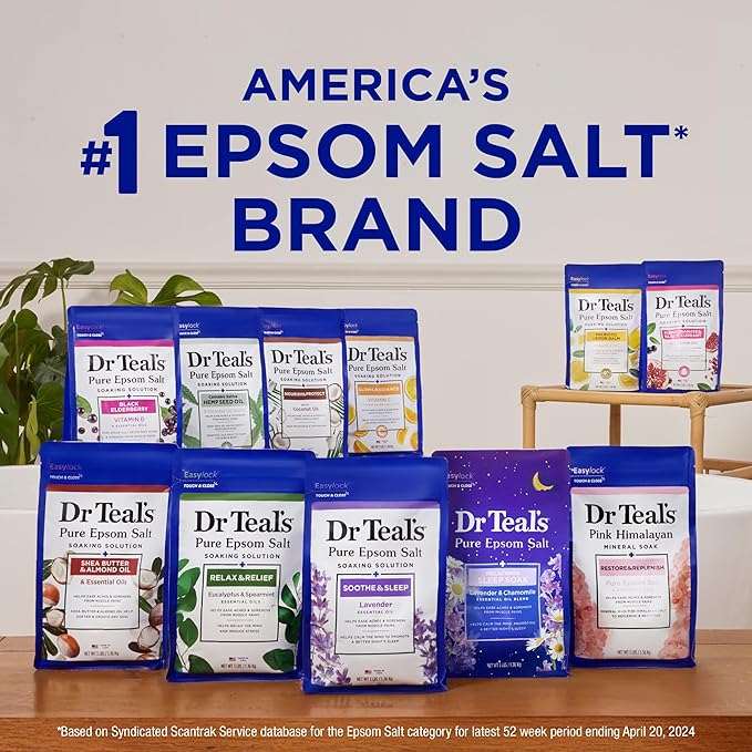 Dr Teal's Epsom Salt Magnesium Soak, Soften & Moisturize with Shea Butter & Almond Oil, 3 lbs