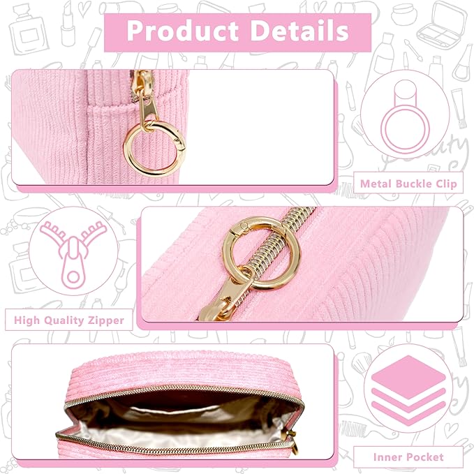 Period Bag for Girls, Corduroy Sanitary Napkin Storage Bag, Period Pouch & Tampon Holder, Feminine Care Organizer（Pink）