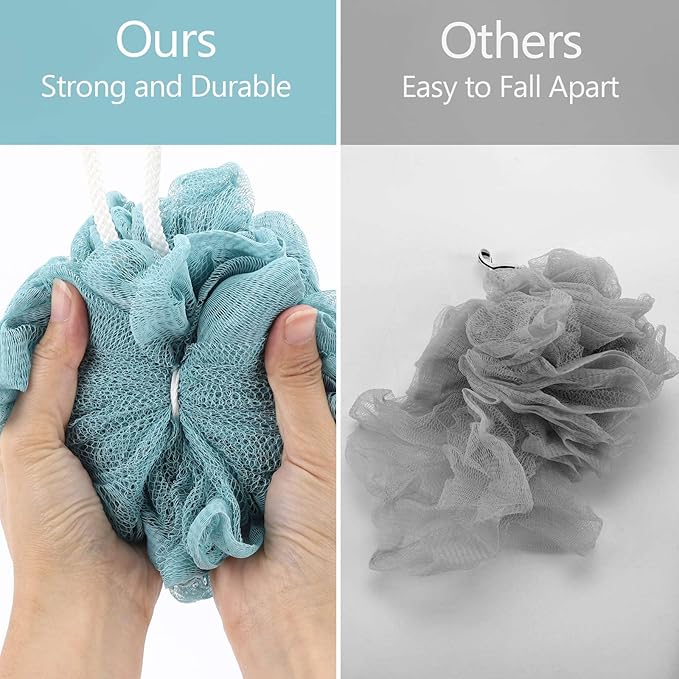 BTYMS Large Loofah Sponge 75g/Pc, Exfoliating Shower Pouf Bath Scrunchies Bath Scrubber Body Loofahs for Shower - Set of 4