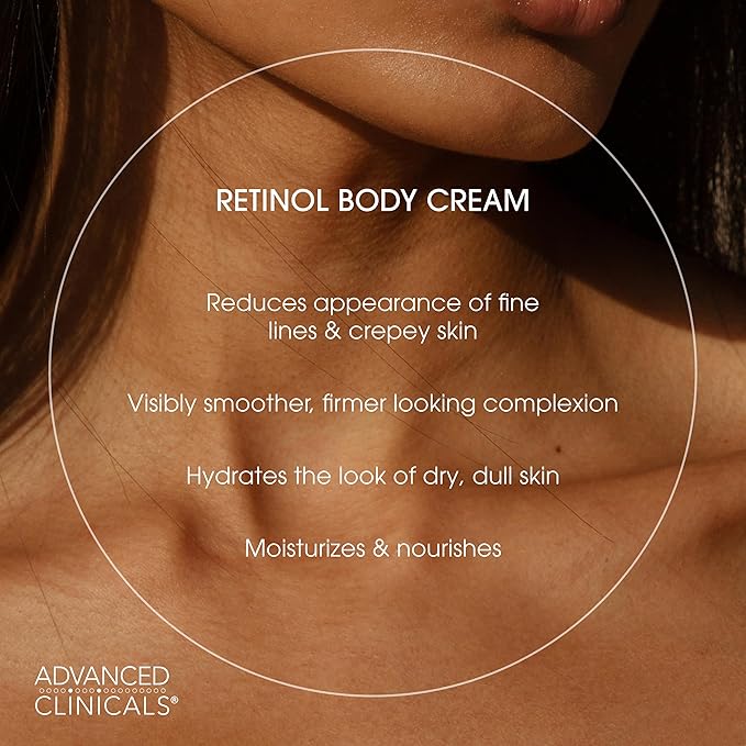 Advanced Clinicals Retinol Body Lotion + Collagen Body Oil 2pc Skincare Set For Women & Men | Fragrance Free Retinol Lotion + Collagen Massage Body Oil To Improve Appearance Of Crepey Skin, 2pc Set