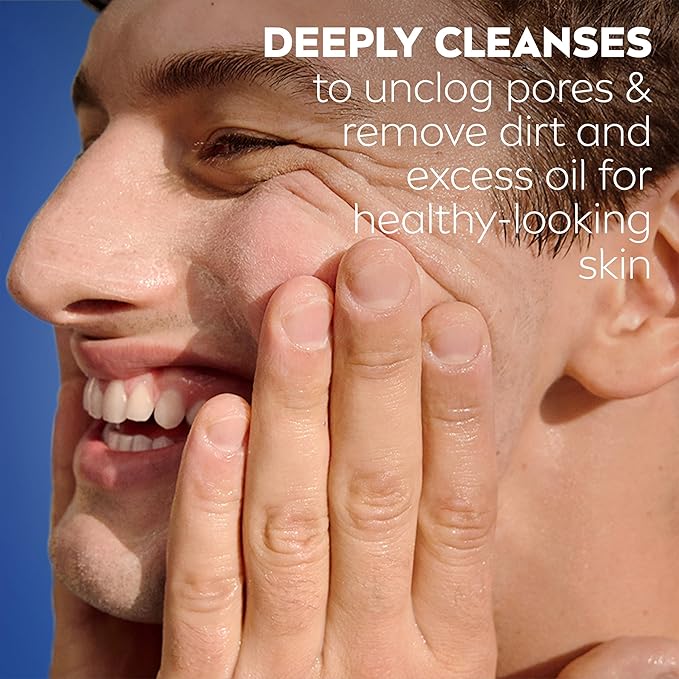 NIVEA MEN Deep Clean Face Wash and Scrub with Natural Charcoal, Exfoliating Face Wash for Men Removes Excess Oil, Dirt and Impurities, Beard Friendly Skin Care, 2.5 Fl Oz Tube, Pack of 3