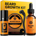 Beard Growth Kit for Men – with Beard Oil, Derma Roller for Hair Growth, Biotin Balm & Comb – Mustache Shaper & Straightener – Mens Care Grooming Kits, Beard Softener, Just for Men Gift Set