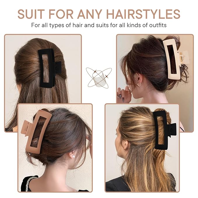 Extra Large Oversized Jumbo Claw Clips for Thick Hair - 4 Pack XL Non-slip Hair Accessories for Women and Girls