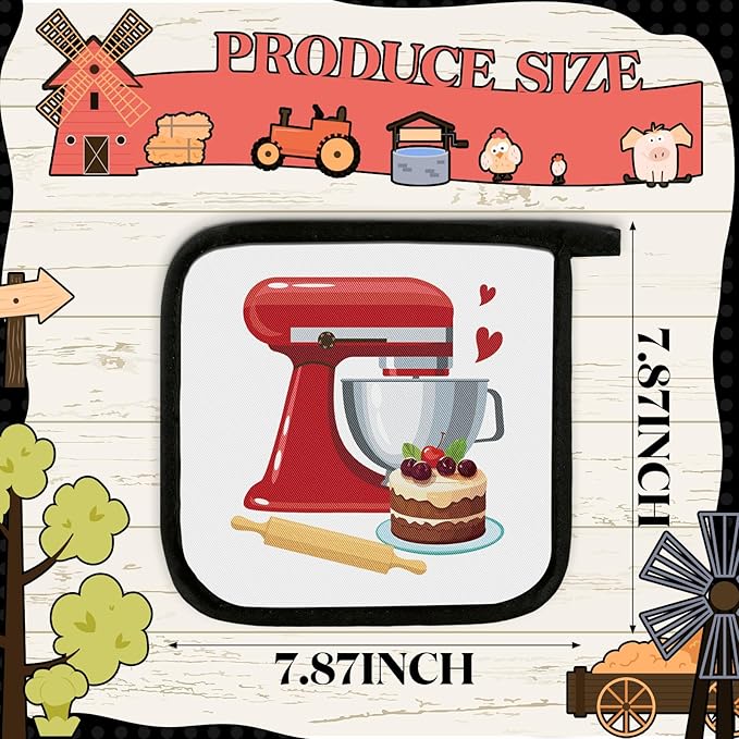 Bencailor 12 Pcs Pot Holders with Pocket Kitchen Hot Potholders Hot Pad Oven Mitts Cookie Bag Oven Gloves for Kitchen Gift Baking Cooking(Bright Color,Farmhouse)