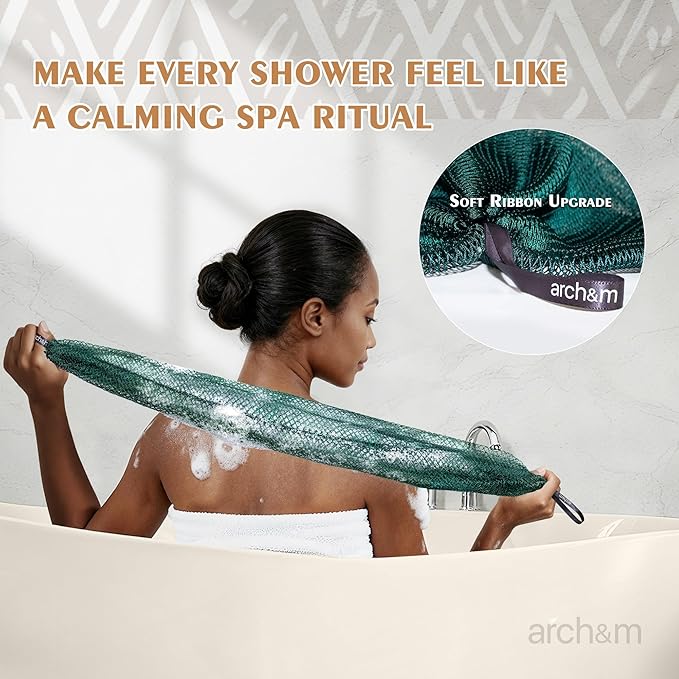 ARCH&M African Net Sponge Authentic - Exfoliating Body Scrub Bath Sponge Back Scrubber Washcloth for Shower Daily Use Travel Toiletry Bag Real Afroscrub Exfoliator Skin Care Bathing Accessories