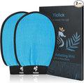 Exfoliating Gloves 2 Pcs, Exfoliating Body Scrubber for Bath Shower Exfoliation, Body Scrub Exfoliator Loofah Sponge for Dead Skin Remover, Korean Exfoliating Mitt (Blue)