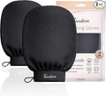 Exfoliating Gloves 2 Pcs, Korean Exfoliating Mitts, Body Scrub for Dead Skin Remover, Exfoliating Body Scrubber for Bath Shower, Body Exfoliator Scrubber, Moroccan Exfoliate Glove, Women Men (Black)