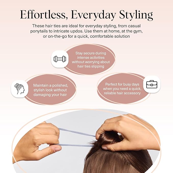Kitsch Seamless Hair Ties No Damage - Stretchable Hair Bands for Strong All-Day Hold, Ponytail Holders | Hair Accessories for Girls | Ideal Gifts for Women - Garden Bouquet 8 Pcs
