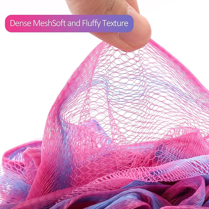 BTYMS 4 Pieces 75g/pc Shower Loofahs Large Bath Sponge Mesh Pouf Wash Puff Shower Poof Body Loofas for Bathing