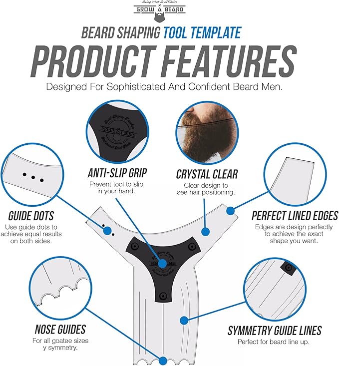 Beard Shaper & Barber Pencil, Beard Lineup Tool, Great Beard Guide Shaping Tool for Men, Beard Lineup Guide Template Thats Perfect for Styling and Edging, With Beard Comb