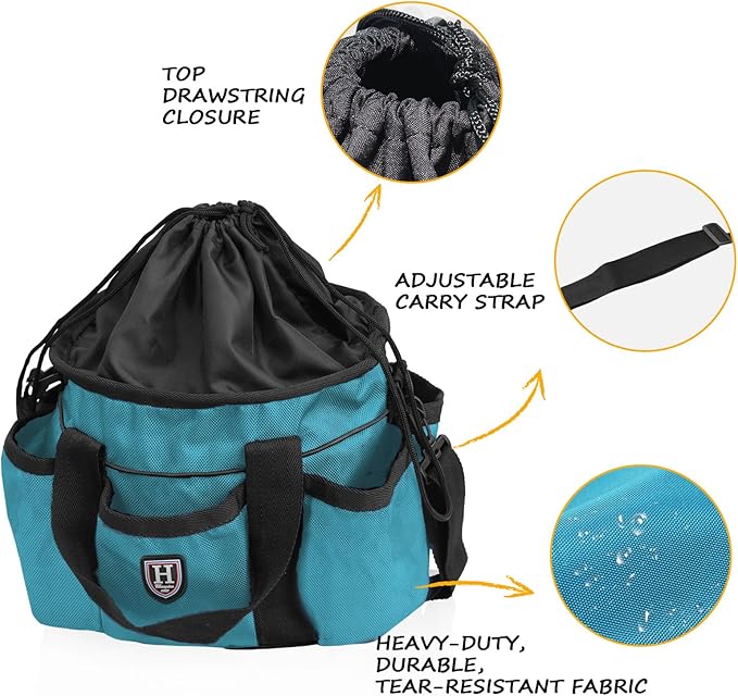 Harrison Howard Premium Horse Grooming Organizer Bag Horse Grooming Tote Bag-Teal