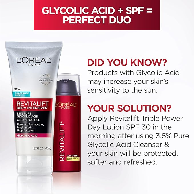 L'Oreal Paris Revitalift 3.5% Pure Glycolic Acid Brightening Cleansing Gel wth Salicylic Acid 6.7 fl oz