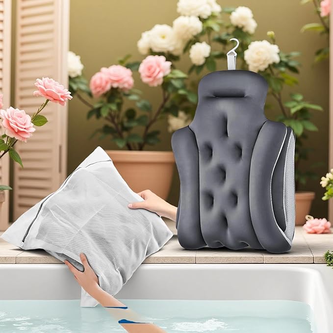 Full Body Bath Pillow for Bathtub, Thick & Luxury Bathtub Cushion with 144 Suction Cups, Bathtub Pillows for Head & Neck, Back Support, Ideal Bath Accessories for Women' Gifts Spa, Soaking, Tub