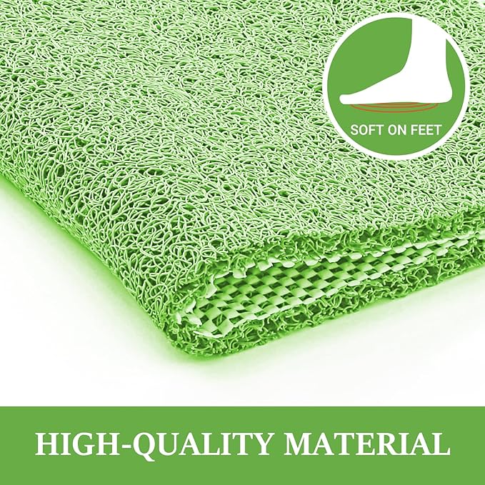 LuxStep Shower Mat Bathtub Mat,24x32 inch, Non-Slip Bath Mat with Drain, Quick Drying PVC Loofah Bathmat for Tub,Shower,Bathroom (Grass Green)