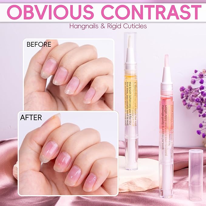 2PCS Cuticle Oil Pen for Nails,Nail Oil Pen for Nail Care,Cuticle Oil for Nails with Nail File,Nail Oil Cuticle Prevent Dry Cracking and Hangnails,Deep Nourishment(Orange & Watermelon Flavor)