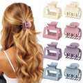 8 PCS Medium Hair Clips for Women Girls - 2 Styles Rectangle and Double Row Teeth Small Claw Clips for Thin Thick Fine Hair, Matte Non-slip Strong Hold Jaw Clips Hair Accessories (Colorful)