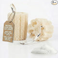 Loofah Sponge for Body Scrub, Exfoliating Body Scrubber & Loofah with Handle, Exfoliating Pads, Loofah for Women, Men & Kids (2 Count,1 Pack, Natural Cut)