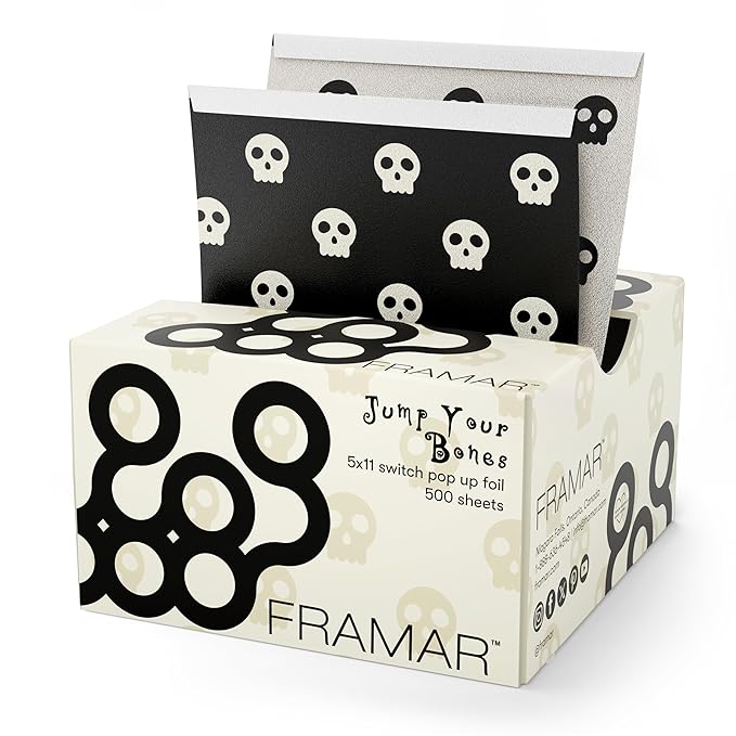 FRAMAR Bones Hair Foils For Highlighting - Pop Up Hair Foil For Hair Highlighting, Highlight Foils For Hair, Aluminum Foil Sheets, Salon Foils For Hair Stylist, Non Slip 500 Pop Up Foil Sheets