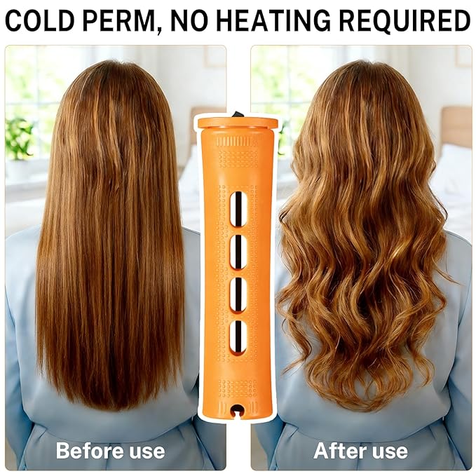 60 Pcs Perm Rods for Long Hair, Cold Wave Perm Rods Set for Women's Long & Short Plastic Curling Rollers for Hair Curling and DIY Hairdressing Styling Tool（0.86 x 3.22 inches）
