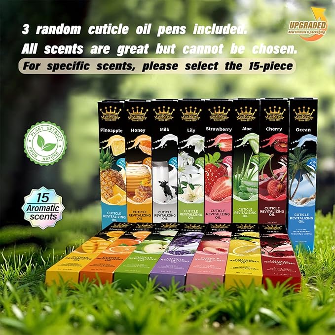 Cuticle Oil Pens - Light Scents Nail Oil Pen for Growth and Strength, Nail Care Mini Vitamins Oil Set with Natural Ingredients, Cutical Repair Bulk for Women Manicure (3 Random Scents)