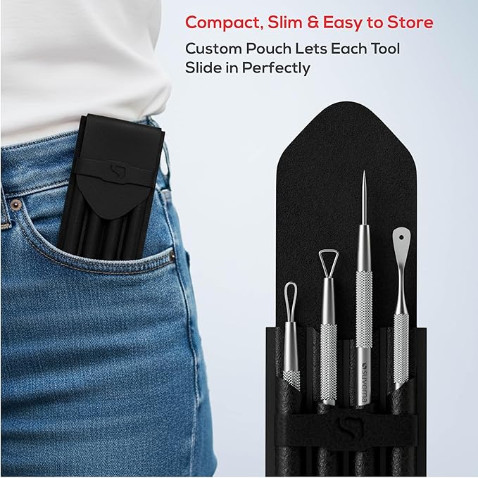 Suvorna Pimple Popper Tool Kit | Milia Remover | Lancets for Facial Extraction | White head Extractor Tool for Face | Comedone Extractor | Blackhead Remover tool | Acne Needle Tool & Cyst Removal Tool