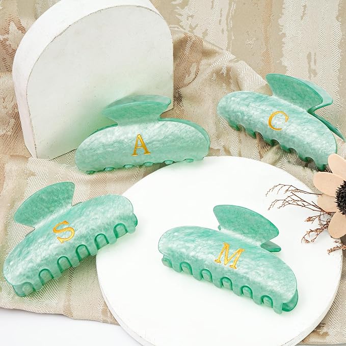 Christmas Gifts for Women Teen Girls - Stocking Stuffers Cute Hair Clips Initial Claw | Birthday Gifts | Bridesmaid Gifts | Preppy Trendy Stuff Personalized Hair Claws Accessories - Green,A