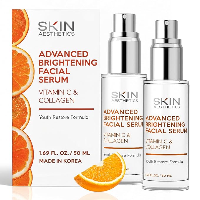 Vitamin C Serum For Face - Dermatologist Tested - with Collagen For Dark Spots, Anti-Aging & Acne + Fine Lines & Wrinkles - Vegan, Clean Beauty Korean Skin care - Duo Pack