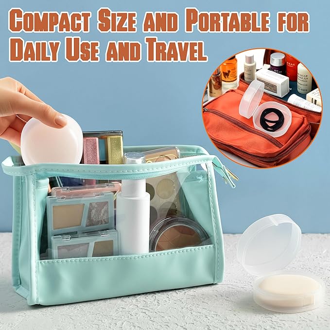 8 Pcs Portable Plastic Travel Cotton Pad Holder with Hanging Loop – Frosted Translucent Cosmetic Case for Makeup Cotton Balls, Toner Pads, and Powder Puff Organization