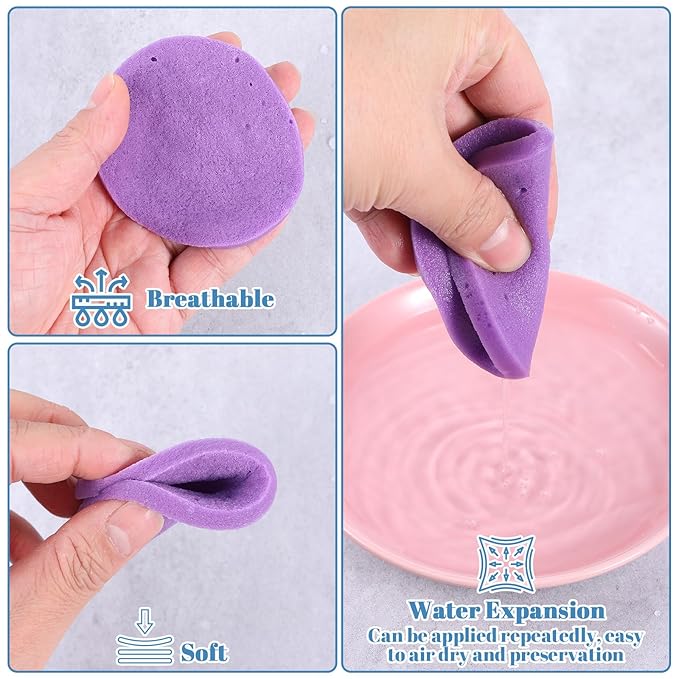 480 Count Compressed Facial Sponges, PVA Makeup Removal & Cleansing Pads, Reusable Exfoliating Face Wash Sponges for Women & Estheticians (Yellow, Purple, Blue, Pink) - 4 Colors, 3.3 Inch Diameter