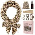 ZILAMPU No Heat Curling Rod Headband for Women and Girls, Overnight Velour Hair Roller Wrap for Long Curls - Leopard Print