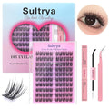 Lightweight Natural Wispy Fluffy Volume Faux Mink Lash Clusters 14mm CUTE Faux Mink Eyelashes DIY Eyelash Extension Kit – Individual False Lashes for Everyday Natural Look (S04 KIT)