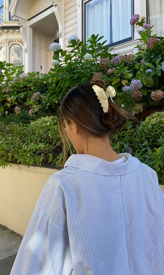 Luxury Cream Claw Clip for Women | Our Acetate Cream Hair Clip Feels Light, Looks Smooth and is Easy to Wear | Use for easy Half Ups with No Snagging and a Secure Grip in a Large Four Inch Size