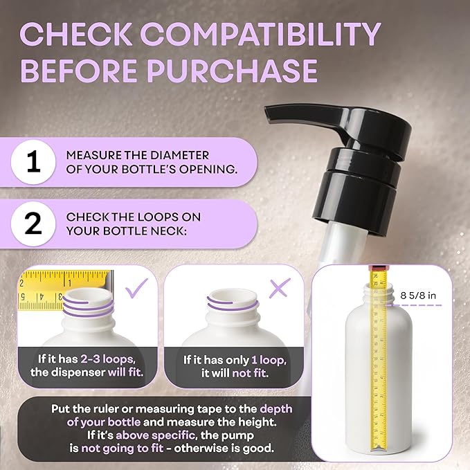 BRIGHTFROM Universal Dispensing Pump, Perfect for Shampoo & Conditioner 1 L (33.8 OZ) - Fits Most Bottles or Any Refillable Bottles from 12oz to 33.8oz with 28/410 Neck Size, Black (Pack of 2)