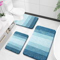 OLANLY Bathroom Rugs Sets 3 Piece, Soft Absorbent Microfiber Bath Mats and U-Shaped Contour Toilet Rug, Plush Shaggy Bath Mat Set for Bathroom (36"x24"+24"x16"+24"x20", Peacock Blue)