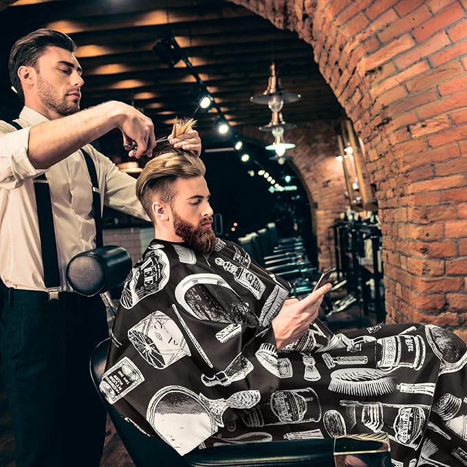 SATINIOR 4 Pcs Cape for Hair Cutting Waterproof Stylist Cape for Salon Coloring Hair, Strings & Adjustable Snap Closure