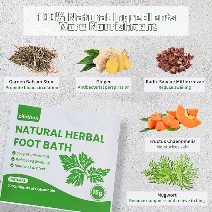 Natural Mugwort/Wormwood Herbal Foot Soak,Lymphatic Ginger Foot Bath Bag, Anti-Swelling Foot SPA Promote Metabolism, Foot Care 15g/PCS (16PCS)