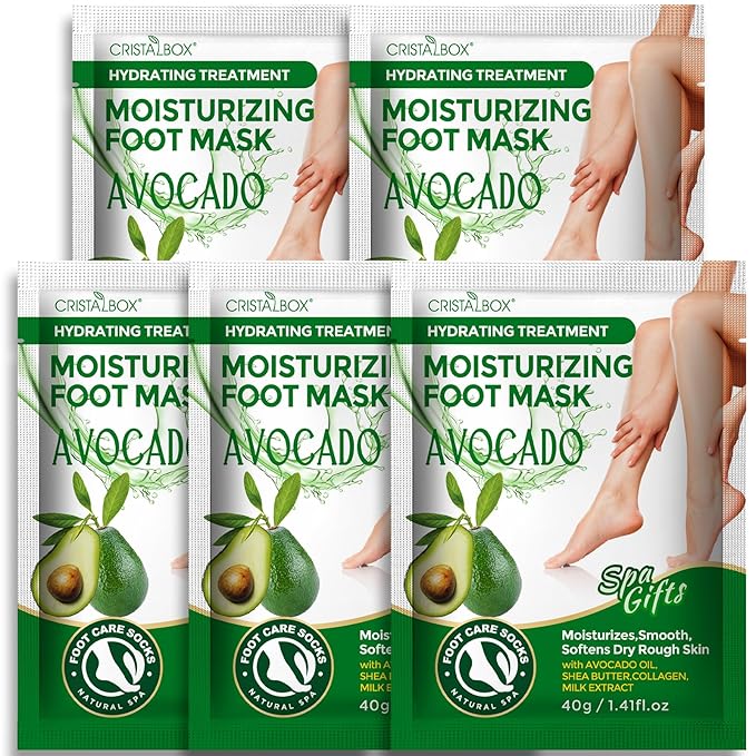5 Pack Moisturizing Foot Mask,Hydrating Foot Masks for Dry Cracked Feet,Moisturizing Socks Dry Skin Moisturizer for Soft and Smooth Touch Feet,Foot Care Spa Gifts for Women Men Easter Basket Stuffers