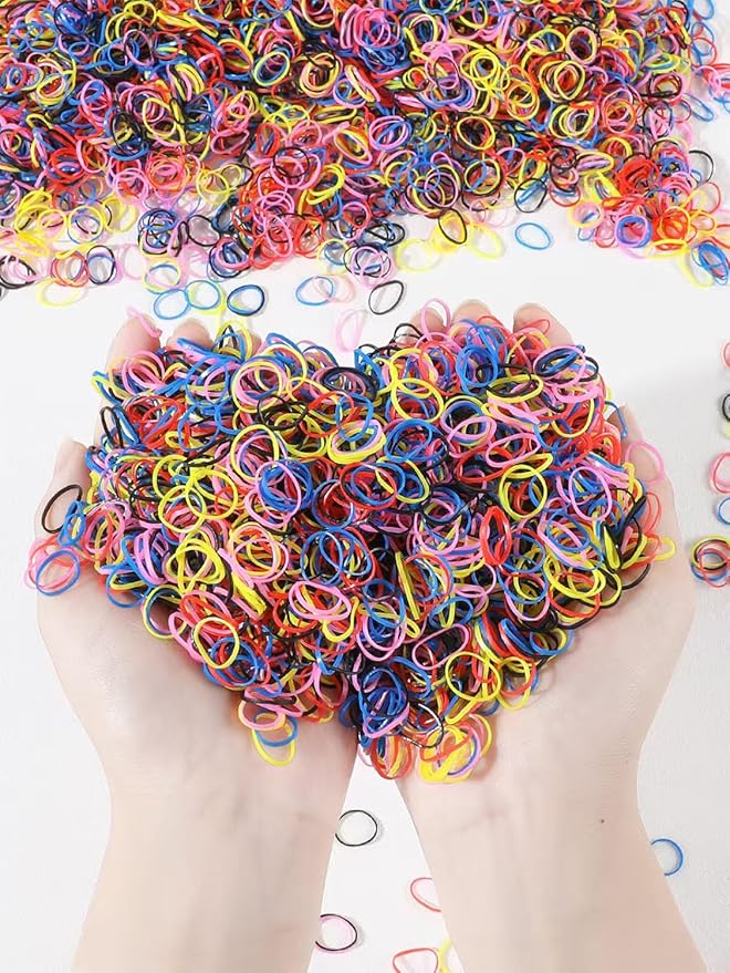 2000 PCS Hair Bands, Elastic Hair Band, Mini Hair Rubbers Ties for Girls Ponytail Hair Accessories, Soft Elastic Bands Non-Slip Small Hair Ties, with 2 PCS Topsy Tail Hair Tools. (multicolored)